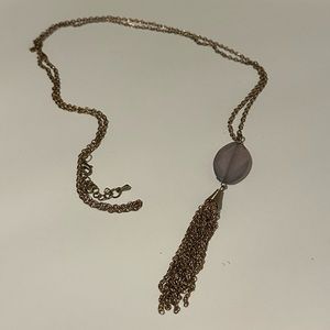 Gold Tone Chain With Purple Stone And Gold Tone Tassel